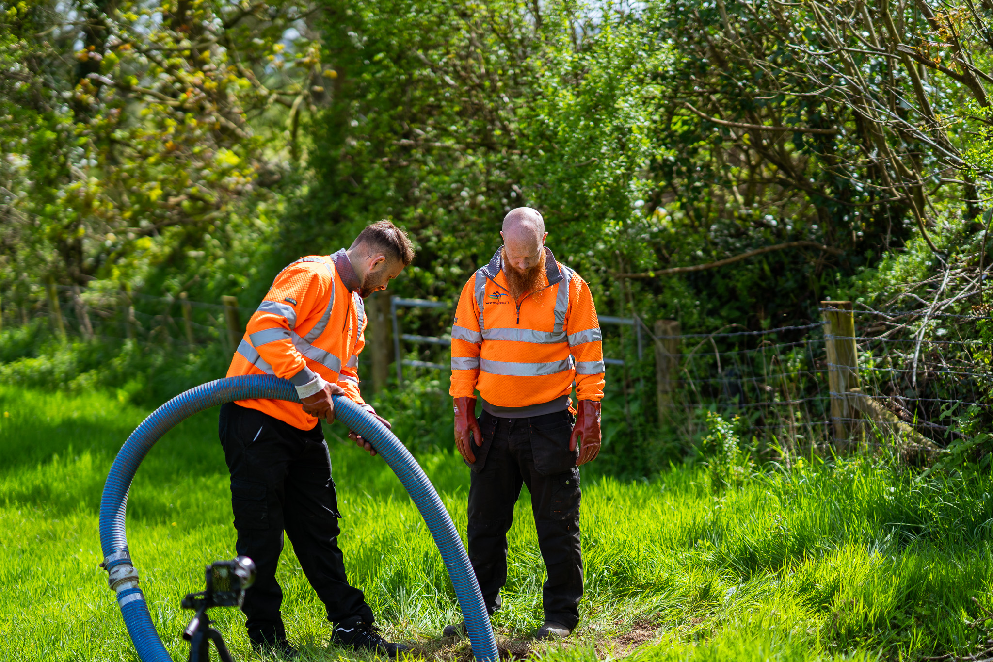 West Wales Waste team emptying septic tank at farm in Nolton Haven, Pembrokeshire
